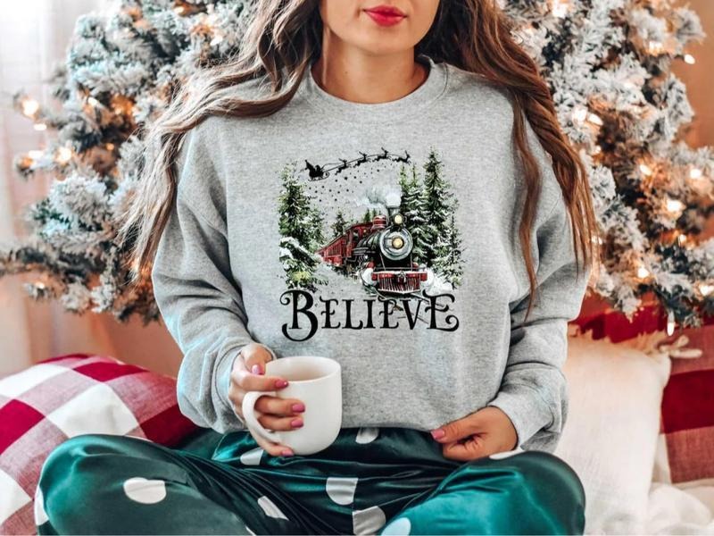North Pole Train Christmas Sweatshirt & Hoodie, Family Holiday Trip Sweatshirt, Festive Winter Hoodie, Cozy Xmas Gift...