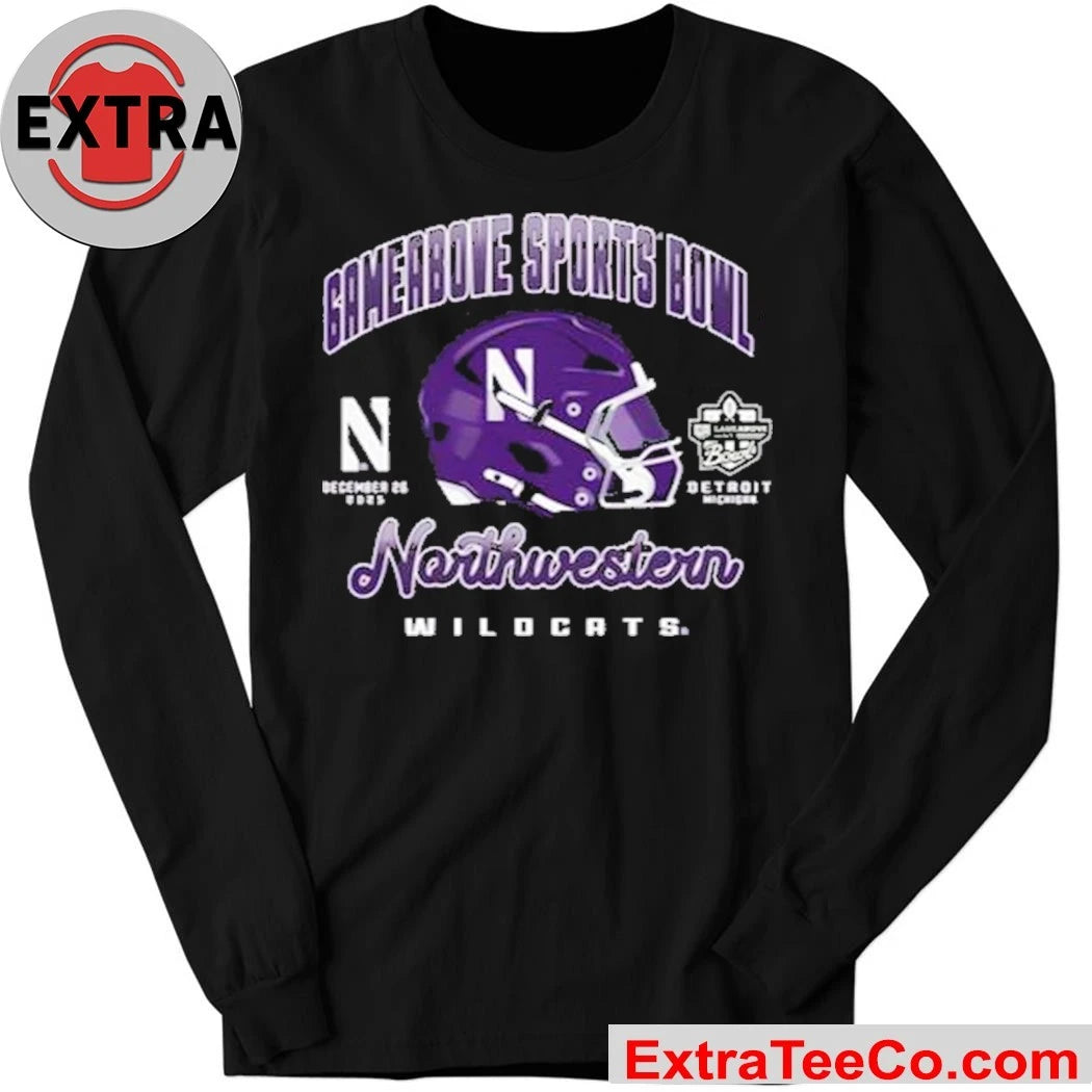 Northwestern Football 2025 Gameabove Sports Bowl Helmet T-Shirt
