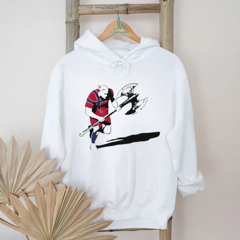 Norway Erling Haaland holding battle axe 2026 World Cup meme shirt