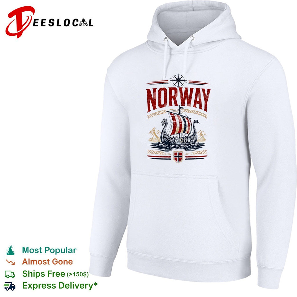 Norway viking longship with mountain and flag shirt