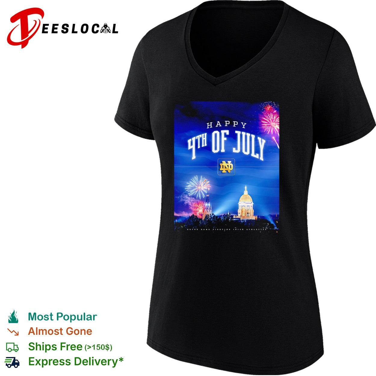 Notre Dame Fighting Irish happy 4th of July fireworks shirt