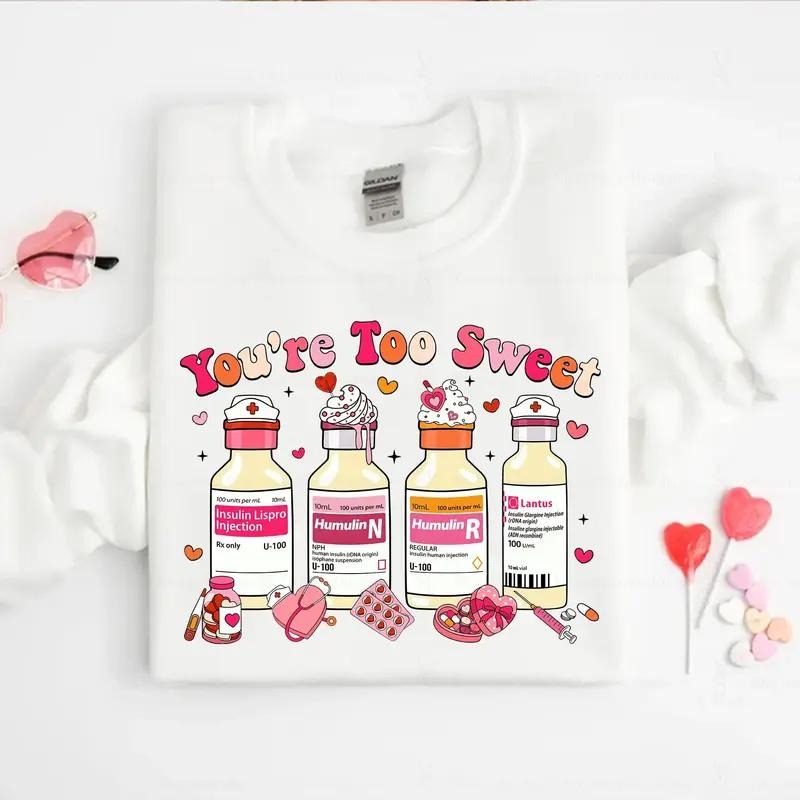 Nurse Valentine's Day Shirt, ER Valentine Shirt, Insulin Diabetes ICU Nurse Valentine, Nurse Shirt, Cute Valentines Shirt...