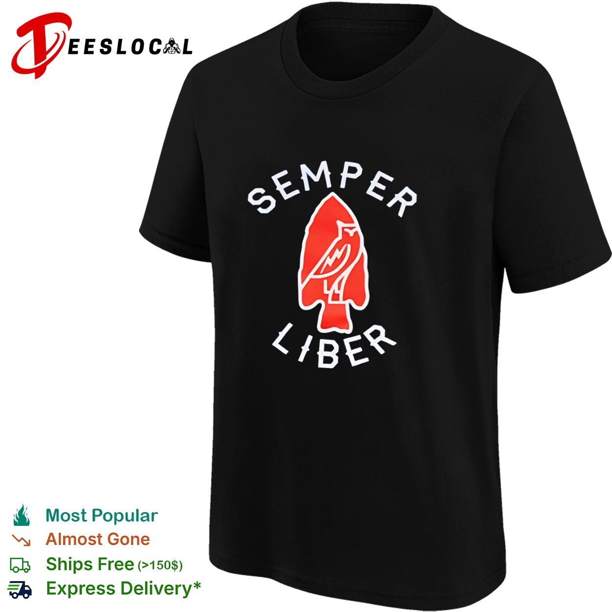 OVO Octobers Very Own Semper Liber Arrowhead Owl Logo Shirt