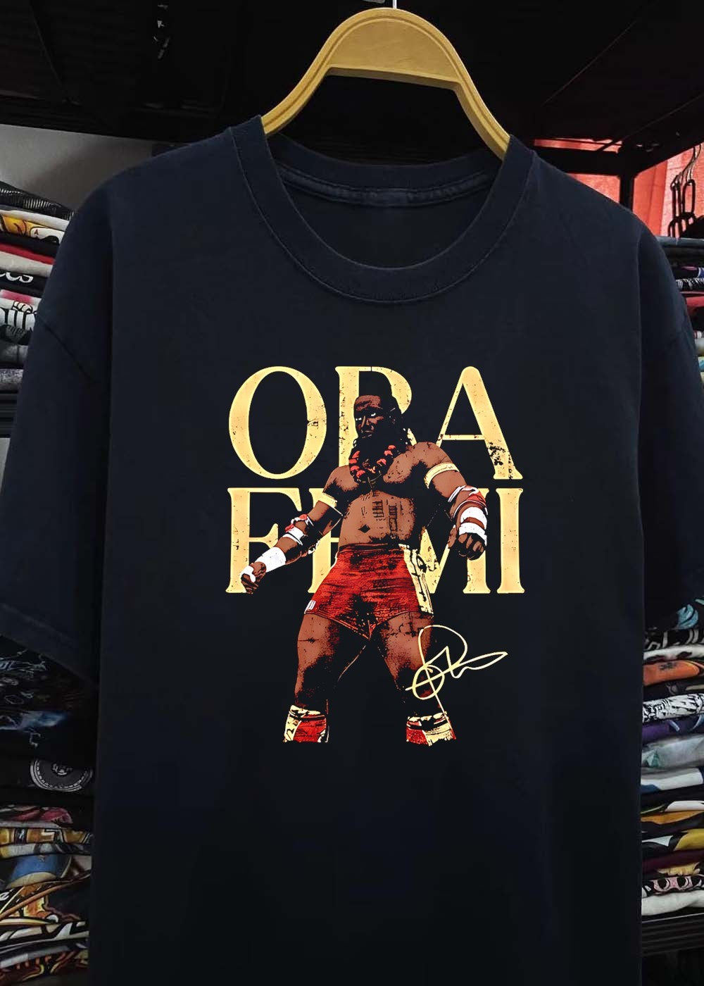Oba Femi Signature Obi Femi Standing Pose Text Logo T-Shirt