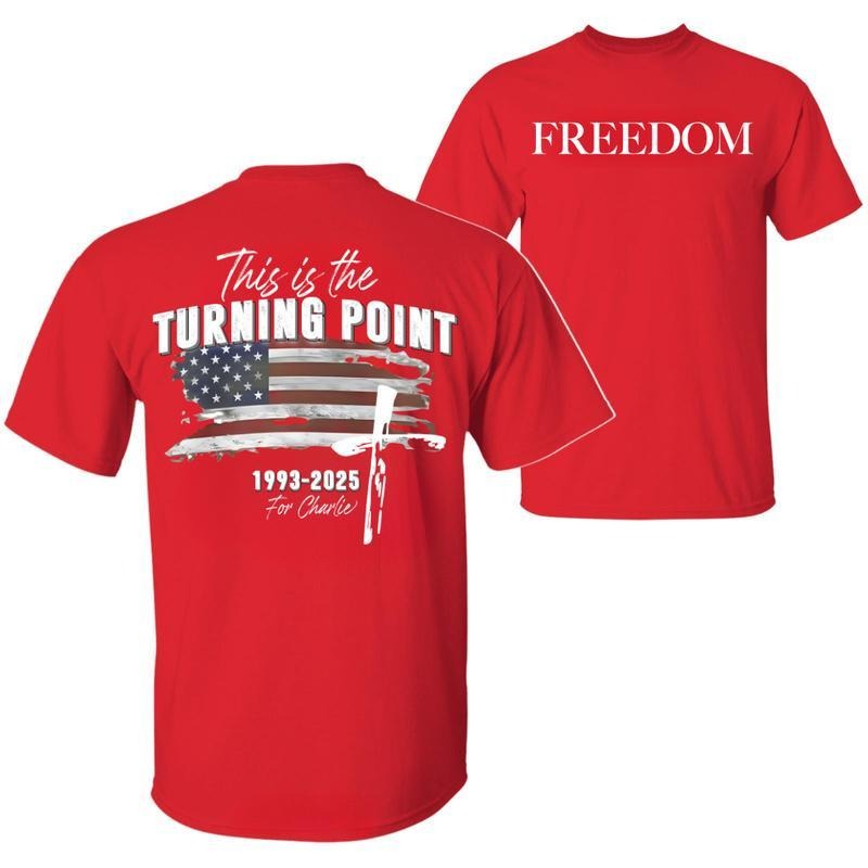 October 14th Red T-Shirt, This Is The Turning Point 1993-2025 For Charlie Shirt, Freedom Shirt, Christian Cross, Flag USA...