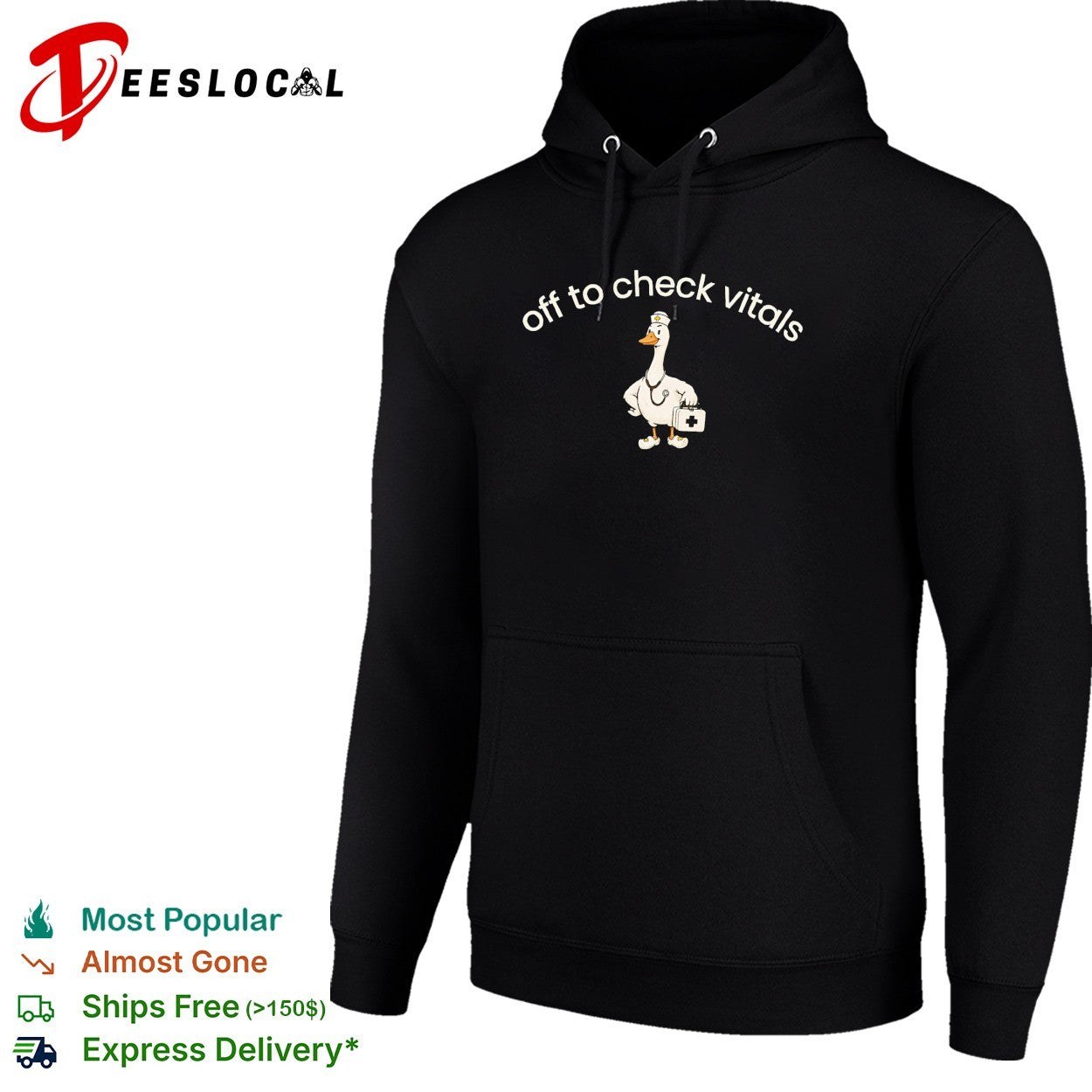Off to check vitals goose nurse stethoscope medical kit shirt