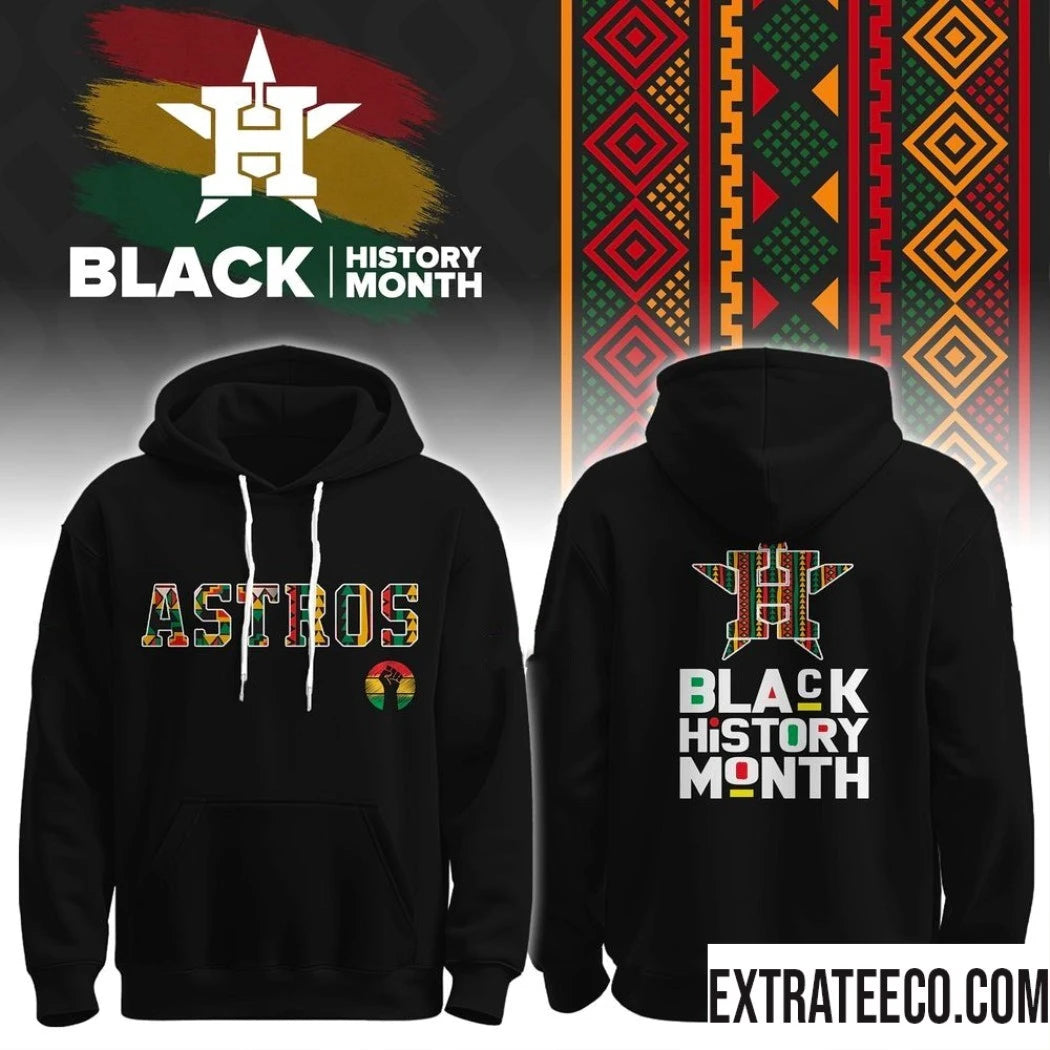 Official Astros Mlb Baseball Black History Month All Team Logo Two Sided 2026 T-Shirt