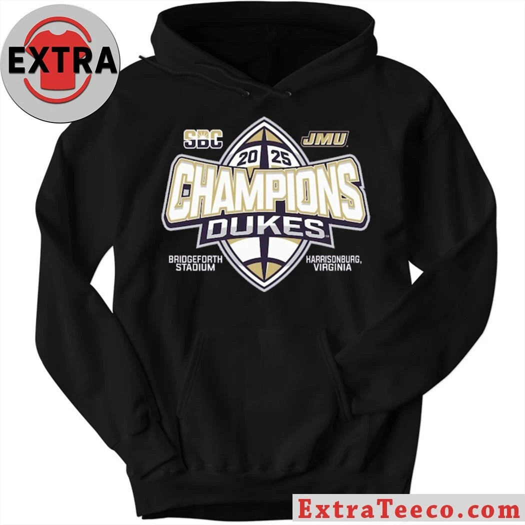 Official Blue 84 Purple James Madison Dukes 2025 Sun Belt Football Champions Logo T-Shirt