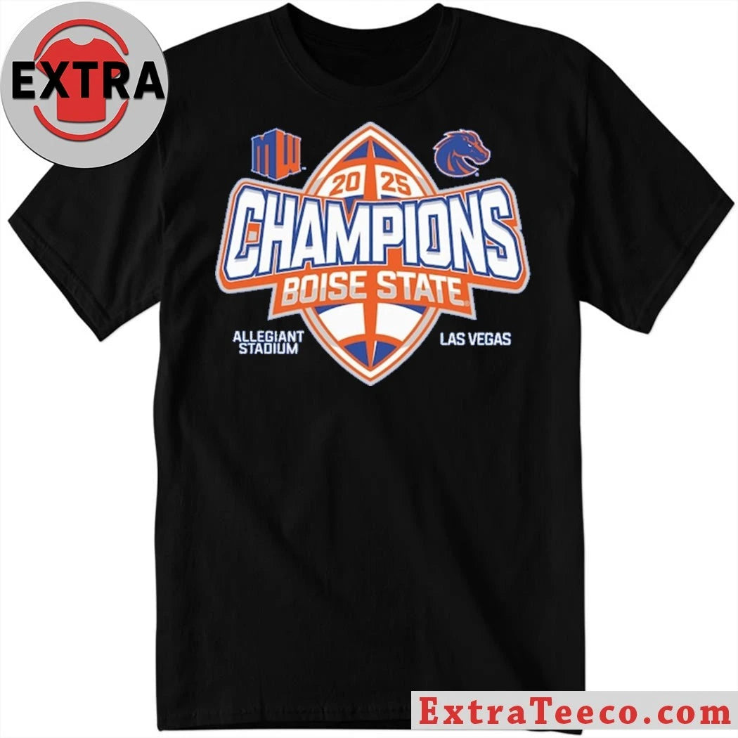 Official Blue 84 Royal Boise State Broncos 2025 Mountain West Football Champions Logo T-Shirt