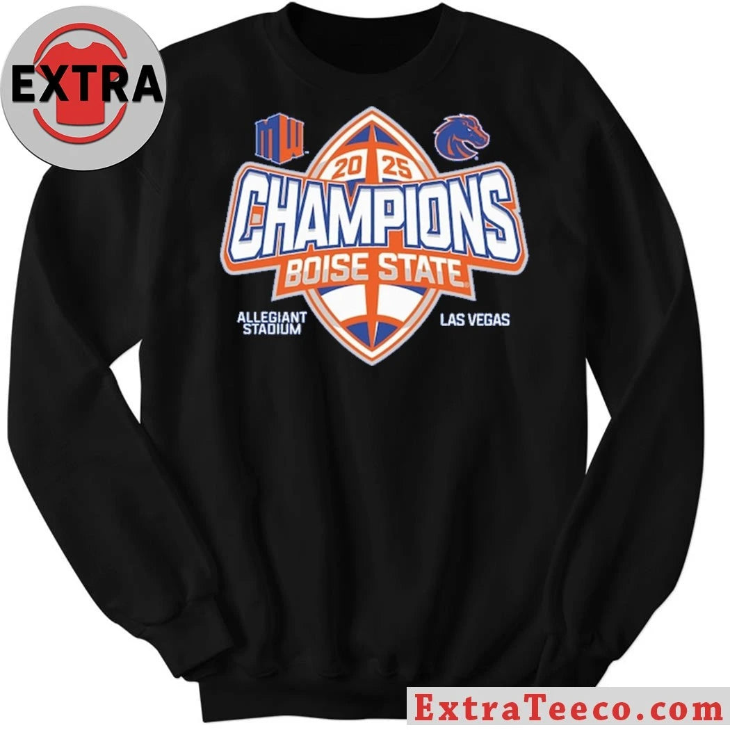 Official Blue 84 Royal Boise State Broncos 2025 Mountain West Football Champions Logo T-Shirt