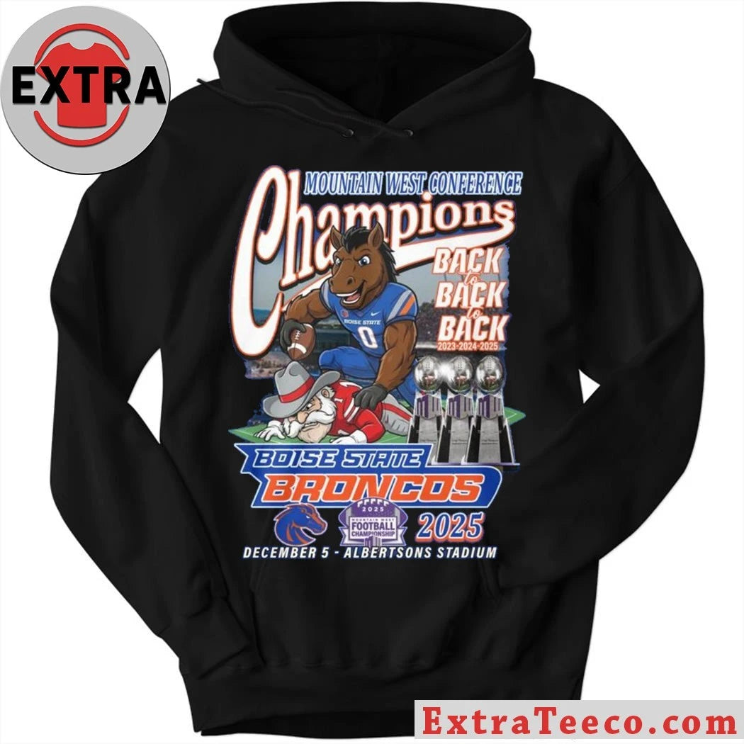 Official Boise State Broncos win the Mountain West Conference football Championship Back2Back 2025 December 5 Albertsons Stadium Shirt