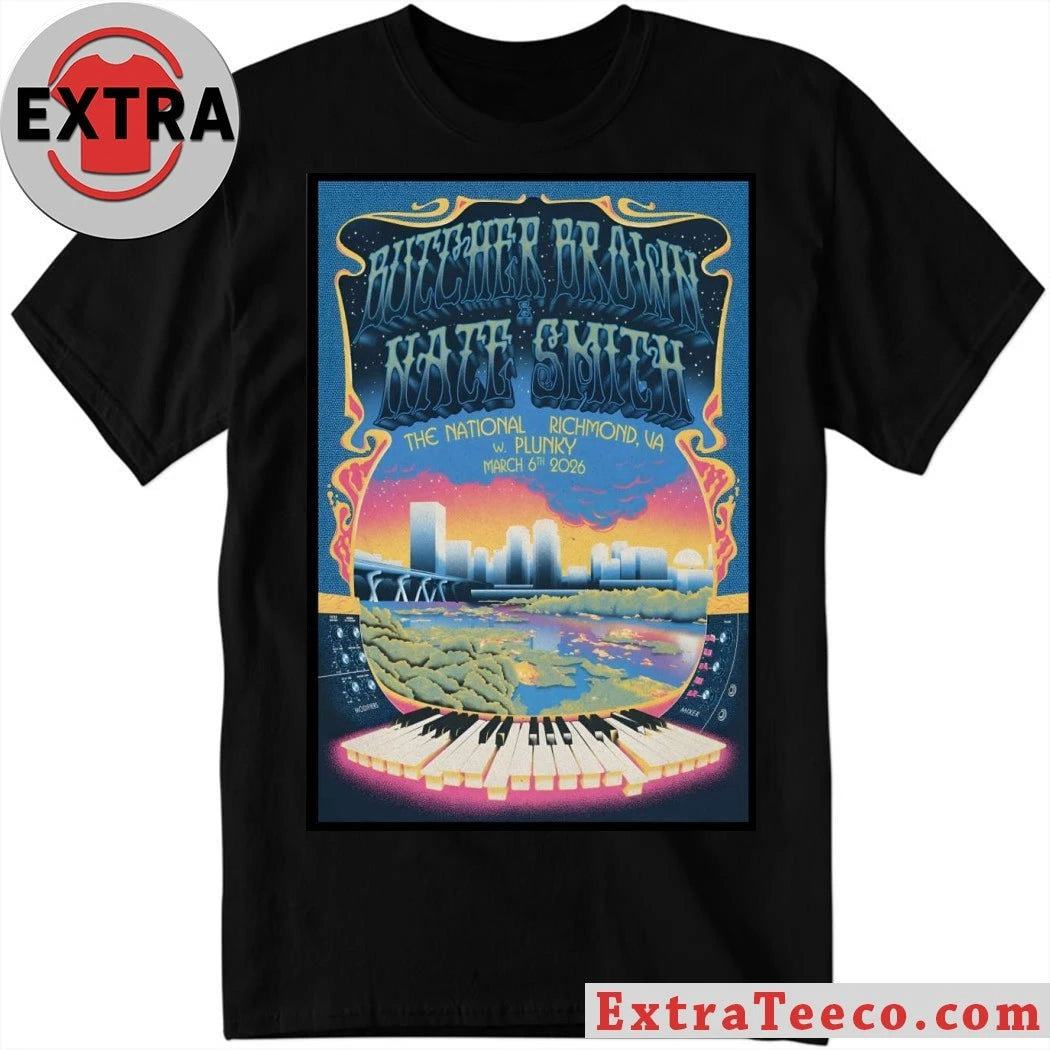 Official Butcher Brown And Nate Smith The National in Richmond VA Mar 6 2026 Poster T-Shirt
