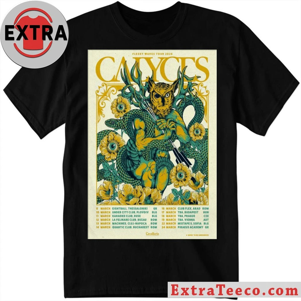 Official Calyces Fleshy Waves Tour 2026 Poster Shirt