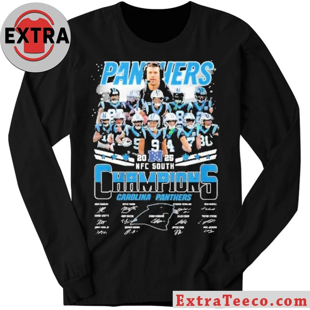 Official Carolina Panthers NFC South Division 2025-2026 Champions Signature And Logo Shirt