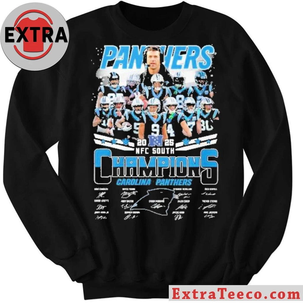 Official Carolina Panthers NFC South Division 2025-2026 Champions Signature And Logo Shirt