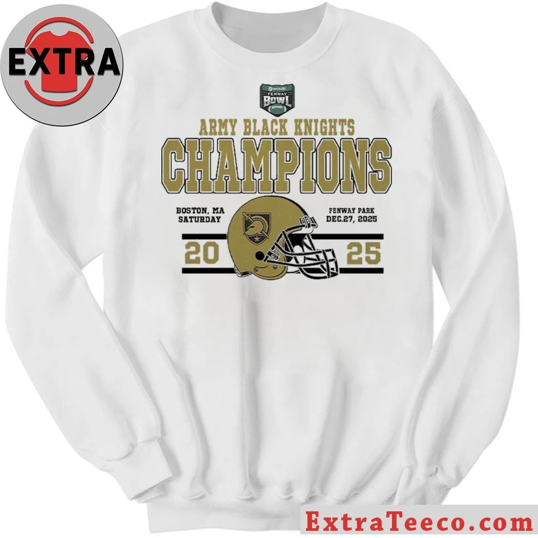 Official Celebrate Army Black Knights Football Named To Champions 2025 Wasabi Fenway Bowl Helmet And Logo T-Shirt