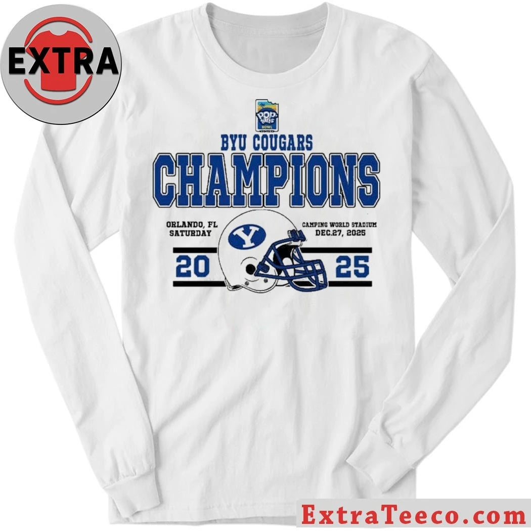 Official Celebrate BYU Cougars Football Named To Champions 2025 Pop-Tarts Bowl Helmet And Logo T-Shirt