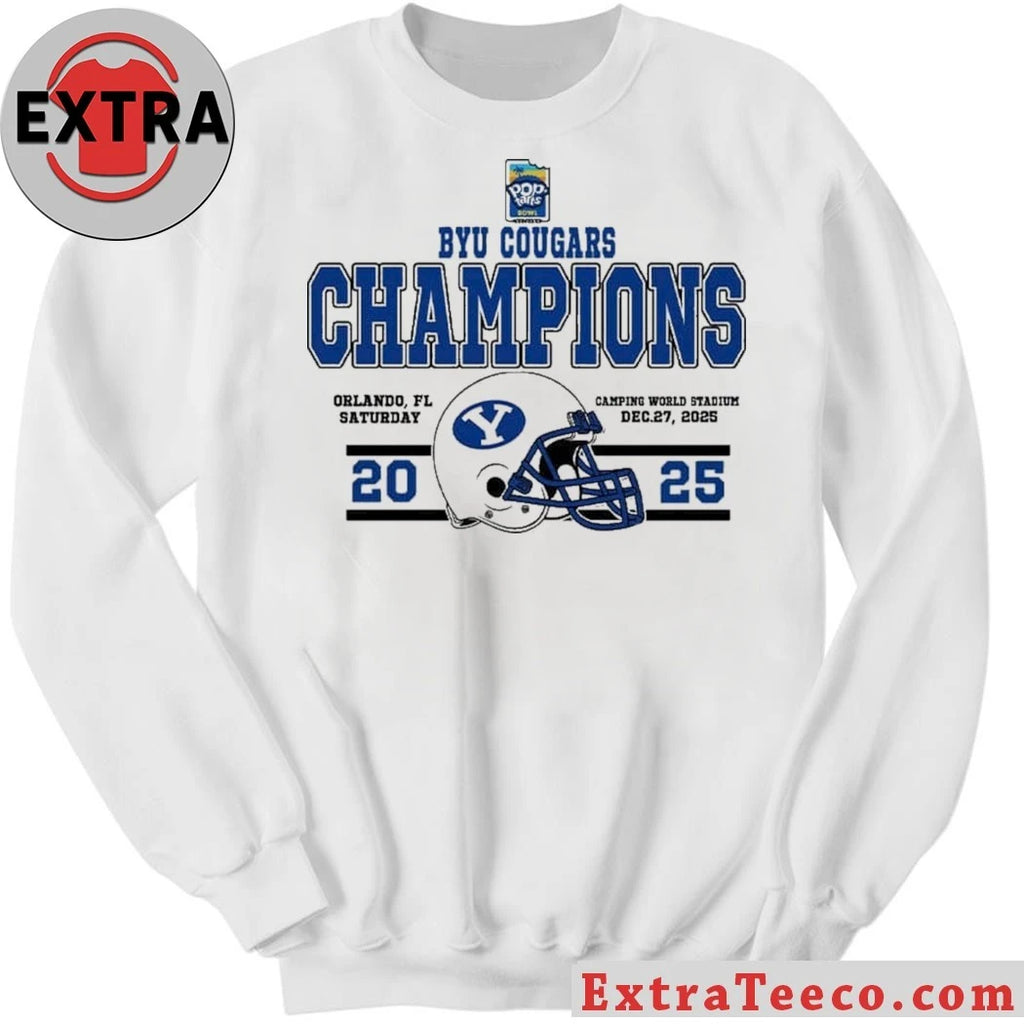 Official Celebrate BYU Cougars Football Named To Champions 2025 Pop-Tarts Bowl Helmet And Logo T-Shirt