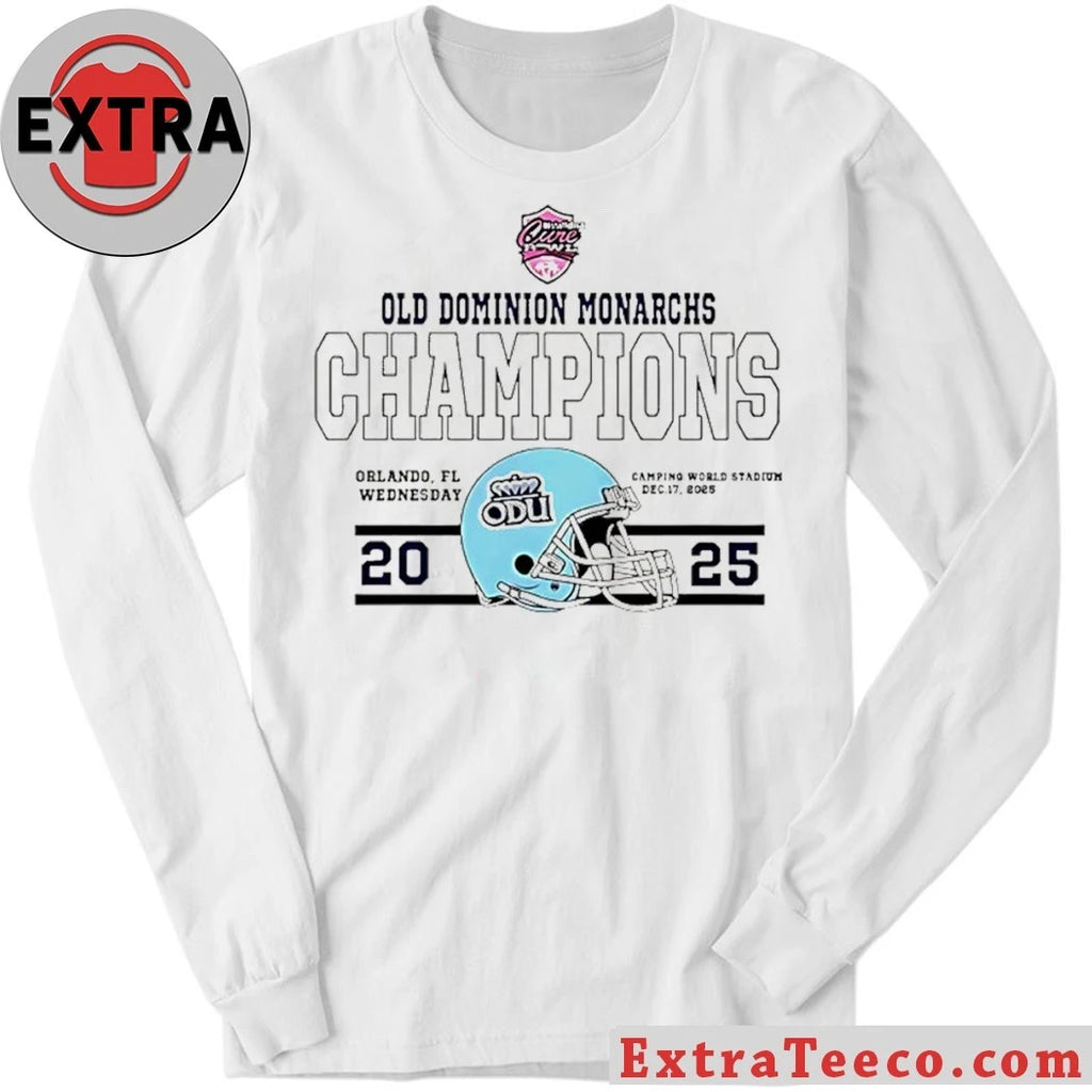 Official Celebrating the Cure Bowl championship victory of the Old Dominion Monarchs Orlando, FL Camping World Stadium Wednesday, December 17, 2025 Shirt