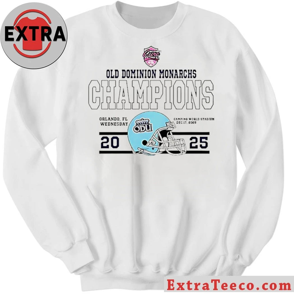 Official Celebrating the Cure Bowl championship victory of the Old Dominion Monarchs Orlando, FL Camping World Stadium Wednesday, December 17, 2025 Shirt