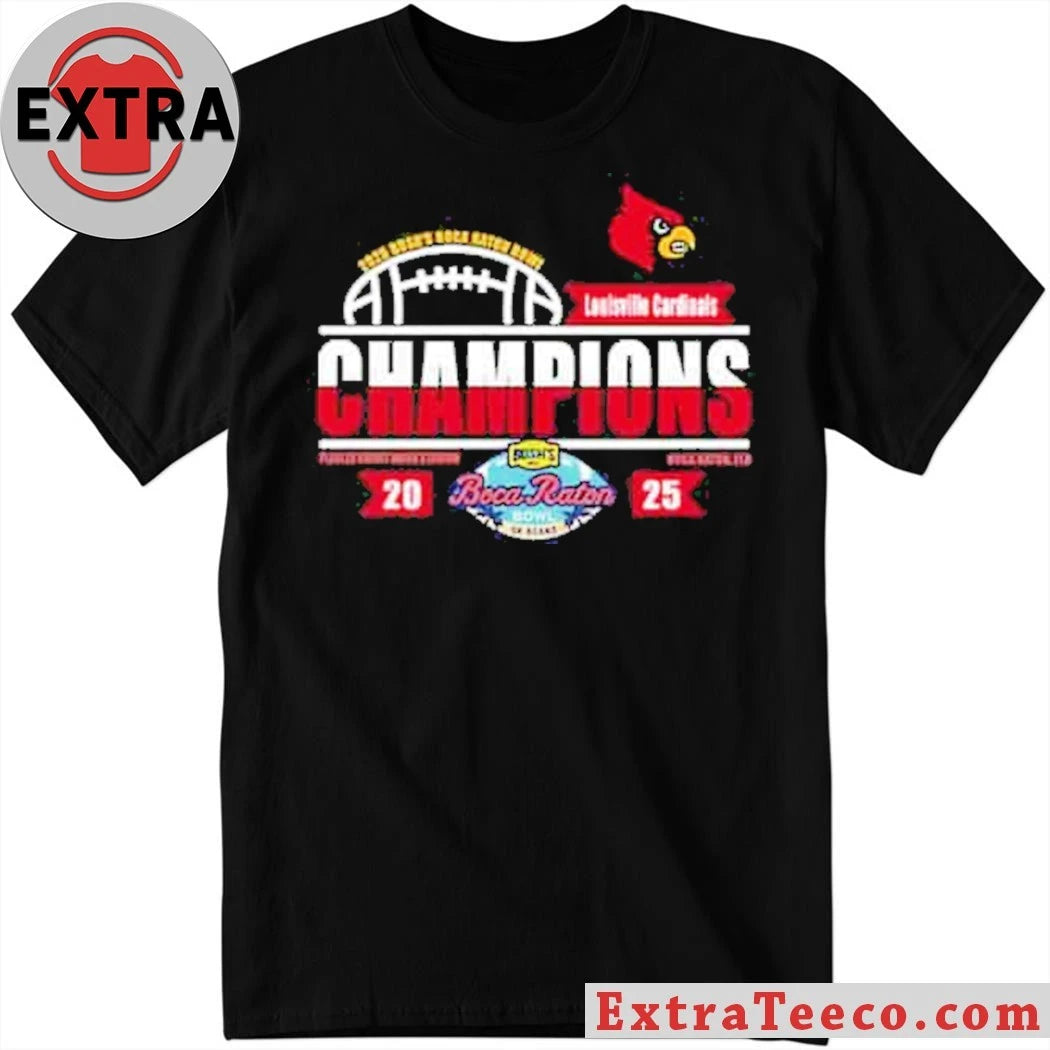 Official Celebrating the Louisville Cardinals’ victory at the 2025 Boca Raton Bowl Logo Shirt
