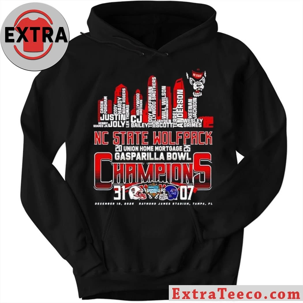 Official Celebrating the NC State Wolfpack Gasparilla Bowl victory with a score of 31-07 at Raymond James Stadium, Tampa, FL, December 19, 2025 City And Logo T-Shirt