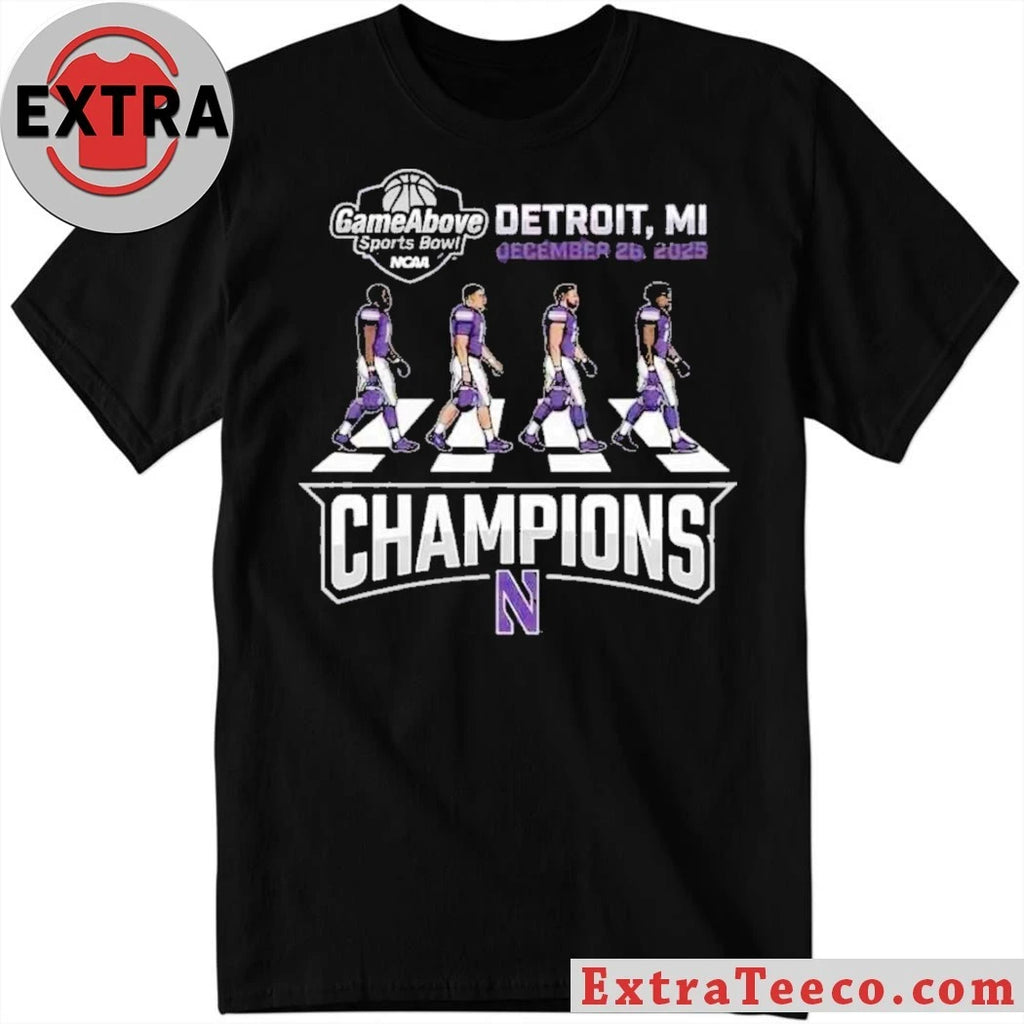 Official Celebrating the Northwestern Wildcats’ GameAbove Sports Bowl victory, December 26, 2025, Detroit, MI Logo Shirt