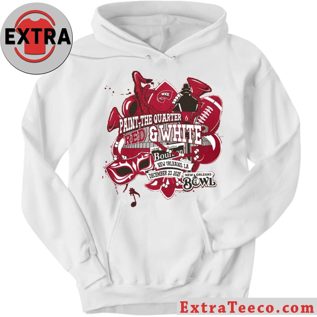 Official Celebrating the WKU Paint the Quarter Red &amp; White event for the 2025 New Orleans Bowl Shirt