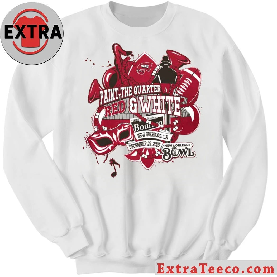 Official Celebrating the WKU Paint the Quarter Red &amp; White event for the 2025 New Orleans Bowl Shirt