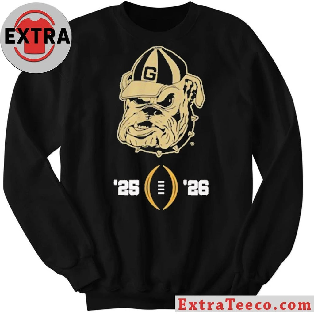 Official College Football Playoff National Championship Game 2025-26 T-Shirt featuring the Georgia Bulldogs mascot