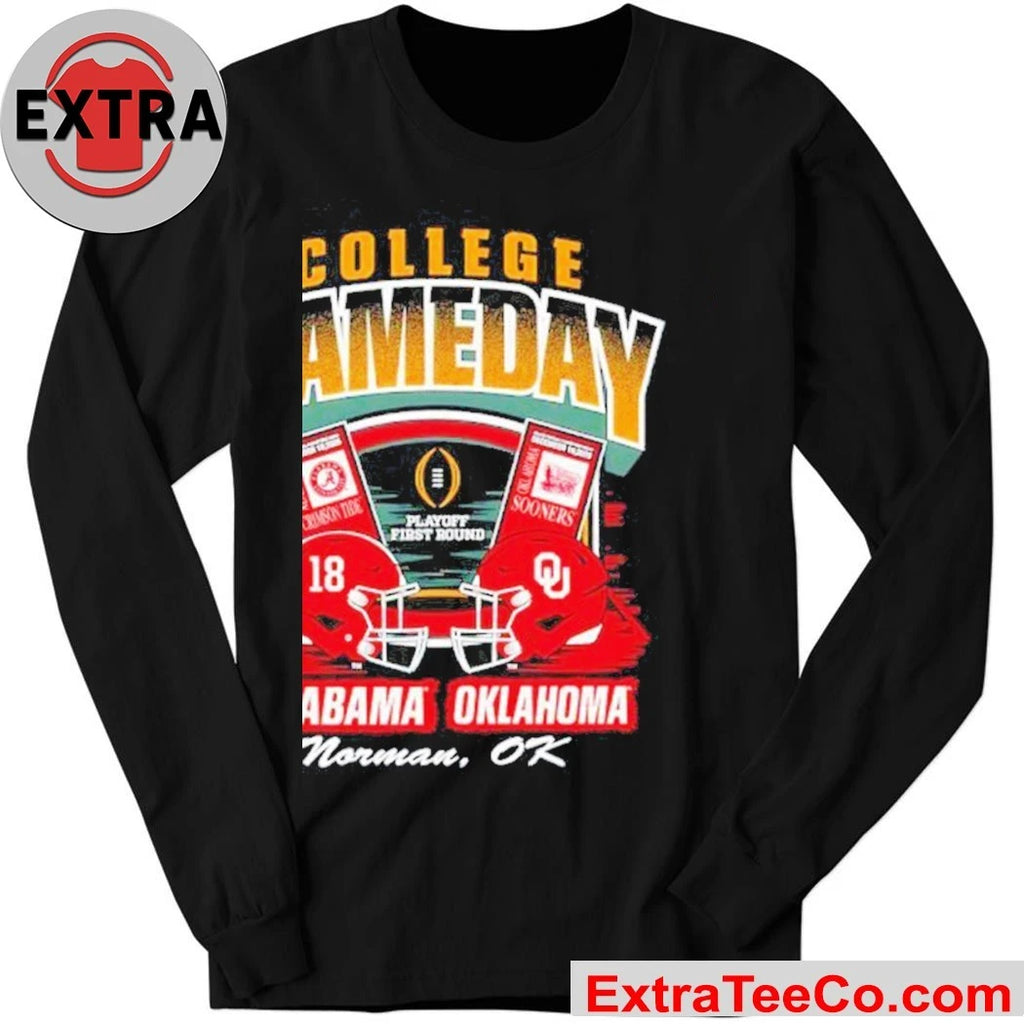 Official College Gameday Alabama vs. Oklahoma, First Round of the 2025 College Football Playoff (CFP) taking place in Norman, Oklahoma Shirt