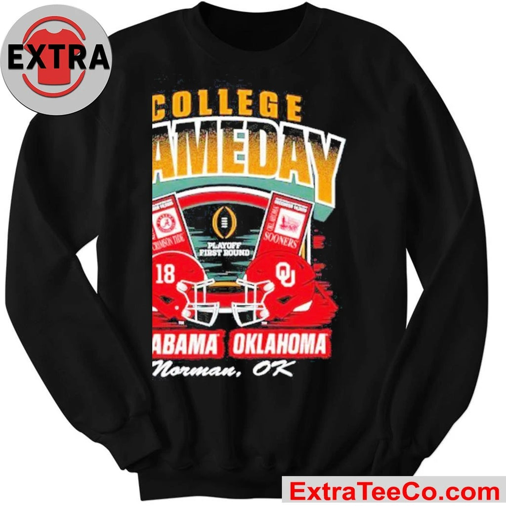 Official College Gameday Alabama vs. Oklahoma, First Round of the 2025 College Football Playoff (CFP) taking place in Norman, Oklahoma Shirt