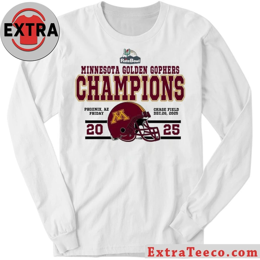 Official Congrats Minnesota Golden Gophers Football Named To Champions 2025 Rate Bowl Helmet And Logo T-Shirt