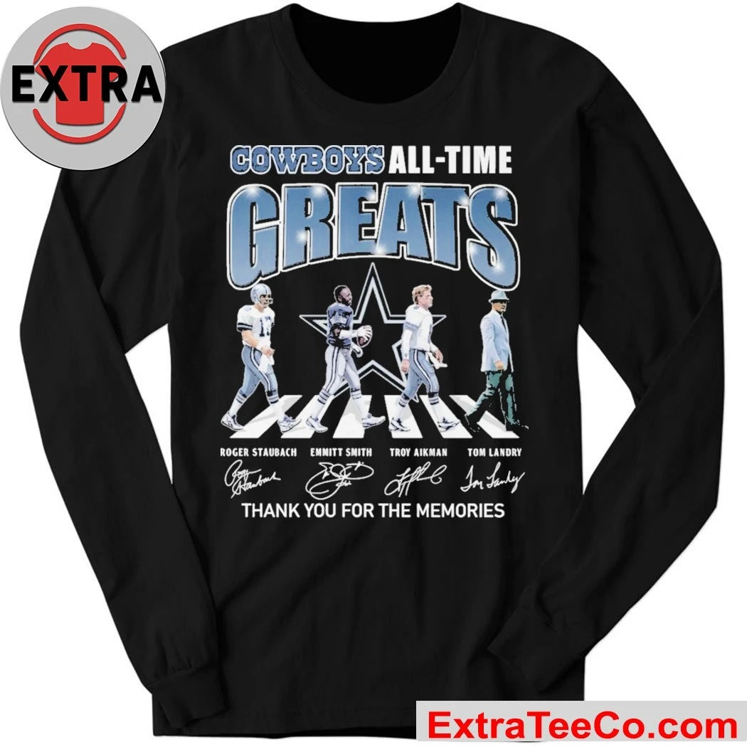 Official Dallas Cowboys All Time Greats Signature Thank You For The Memories Logo Shirt