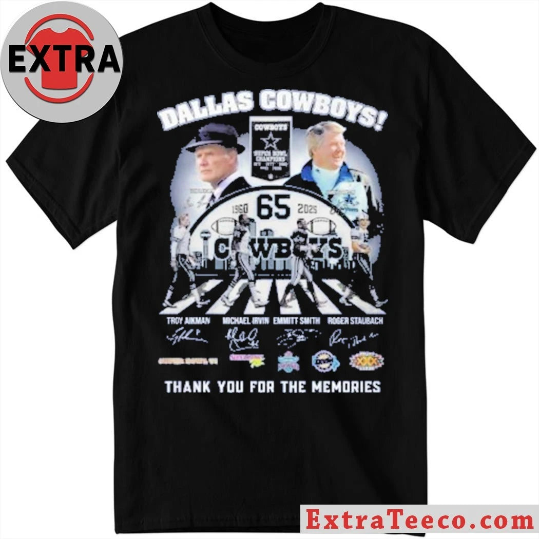 Official Dallas Cowboys Thank You For The Memories Aikman Irvin Smith Staubach T-Shirt