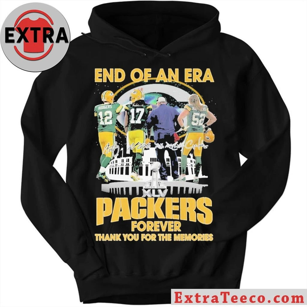 Official End Of An Era Green Bay Packers Forever Signature Thank You For The Memories Signature And Logo Unsiex T-Shirt