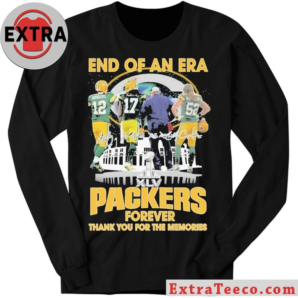 Official End Of An Era Green Bay Packers Forever Signature Thank You For The Memories Signature And Logo Unsiex T-Shirt