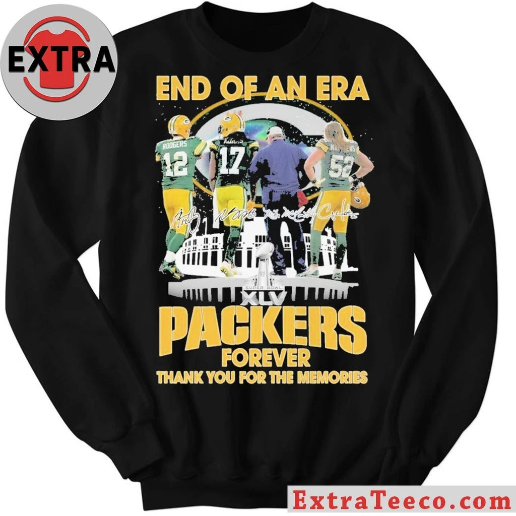 Official End Of An Era Green Bay Packers Forever Signature Thank You For The Memories Signature And Logo Unsiex T-Shirt