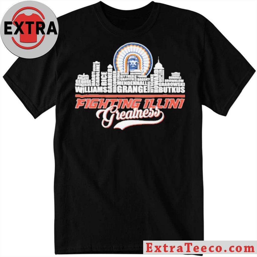 Official Fighting Illini Greatness University of Illinois Legends Typography Logo Shirt