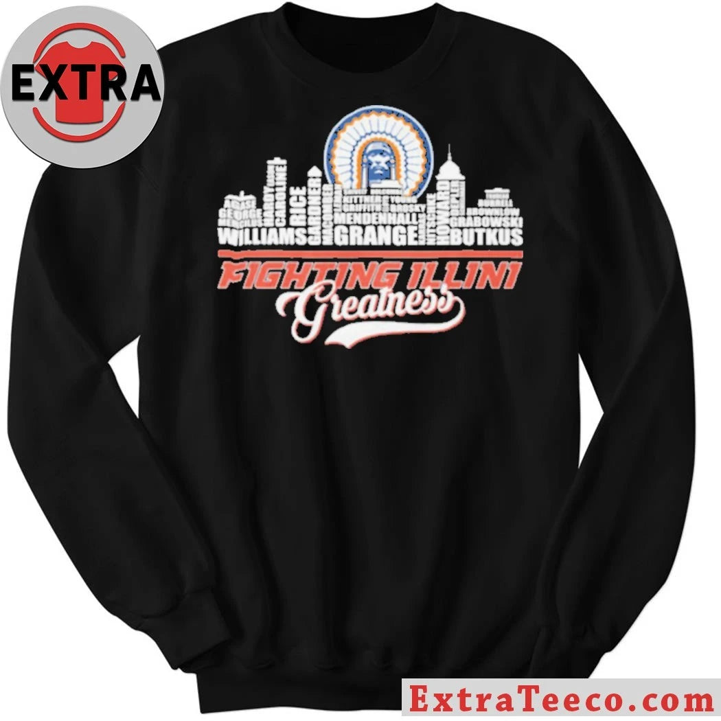 Official Fighting Illini Greatness University of Illinois Legends Typography Logo Shirt
