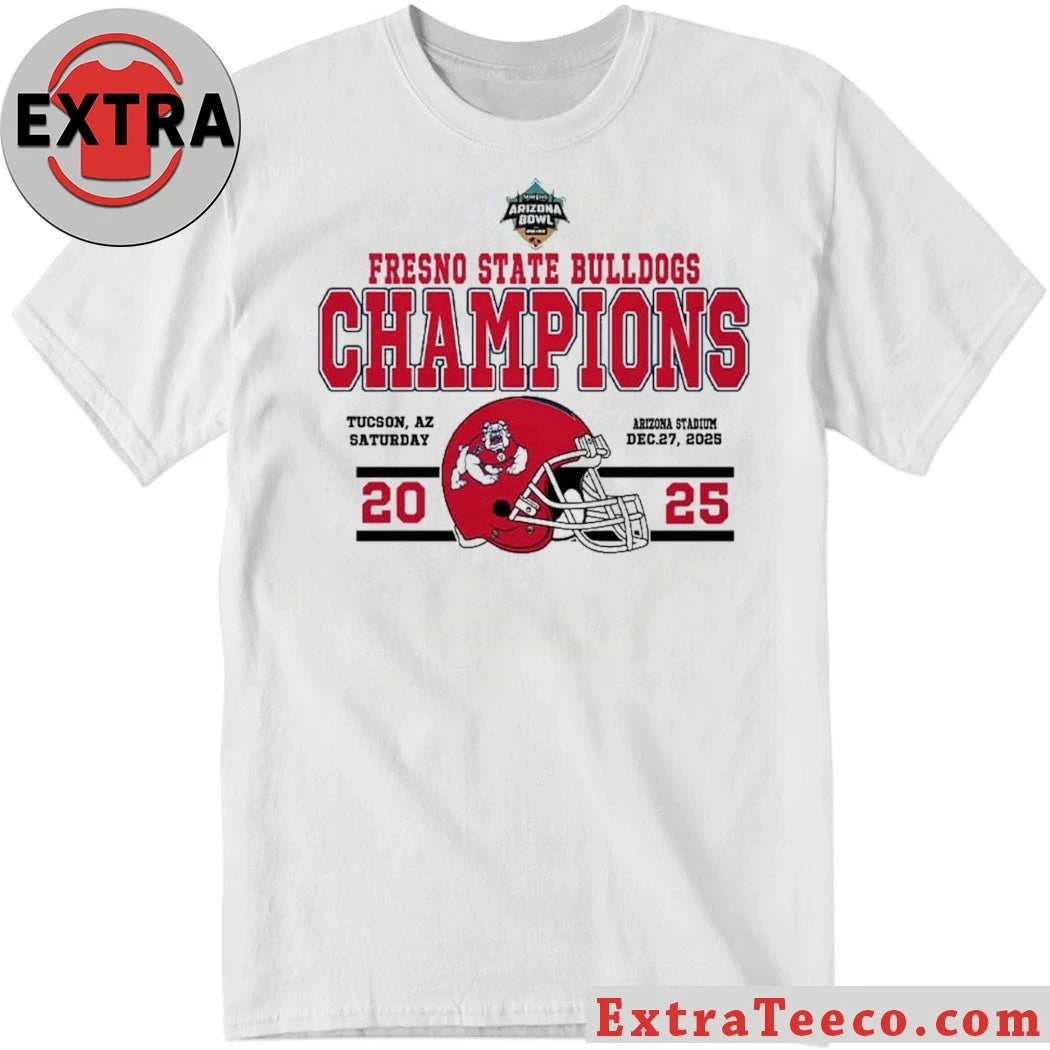 Official Fresno State Bulldogs Football Champions 2025 Snoop Dogg Arizona Bowl presented by Gin And Juice Helmet And Logo T-Shirt