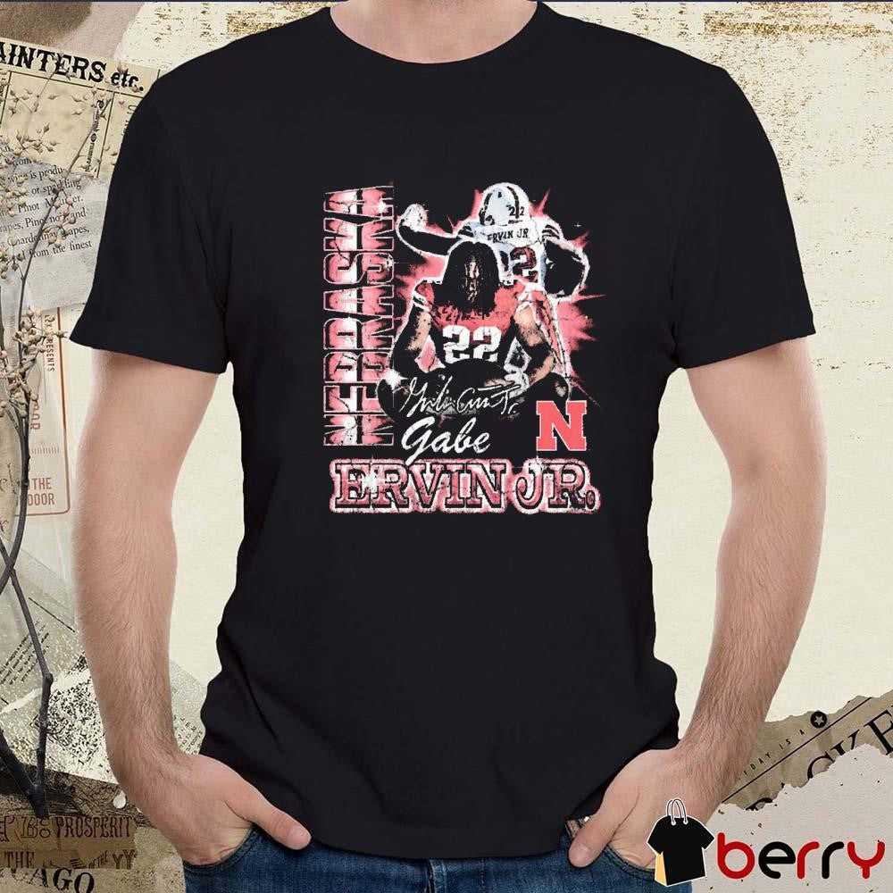 Gabe Ervin Jr Nebraska Cornhuskers football 90s Retro Signature Graphic t-shirt