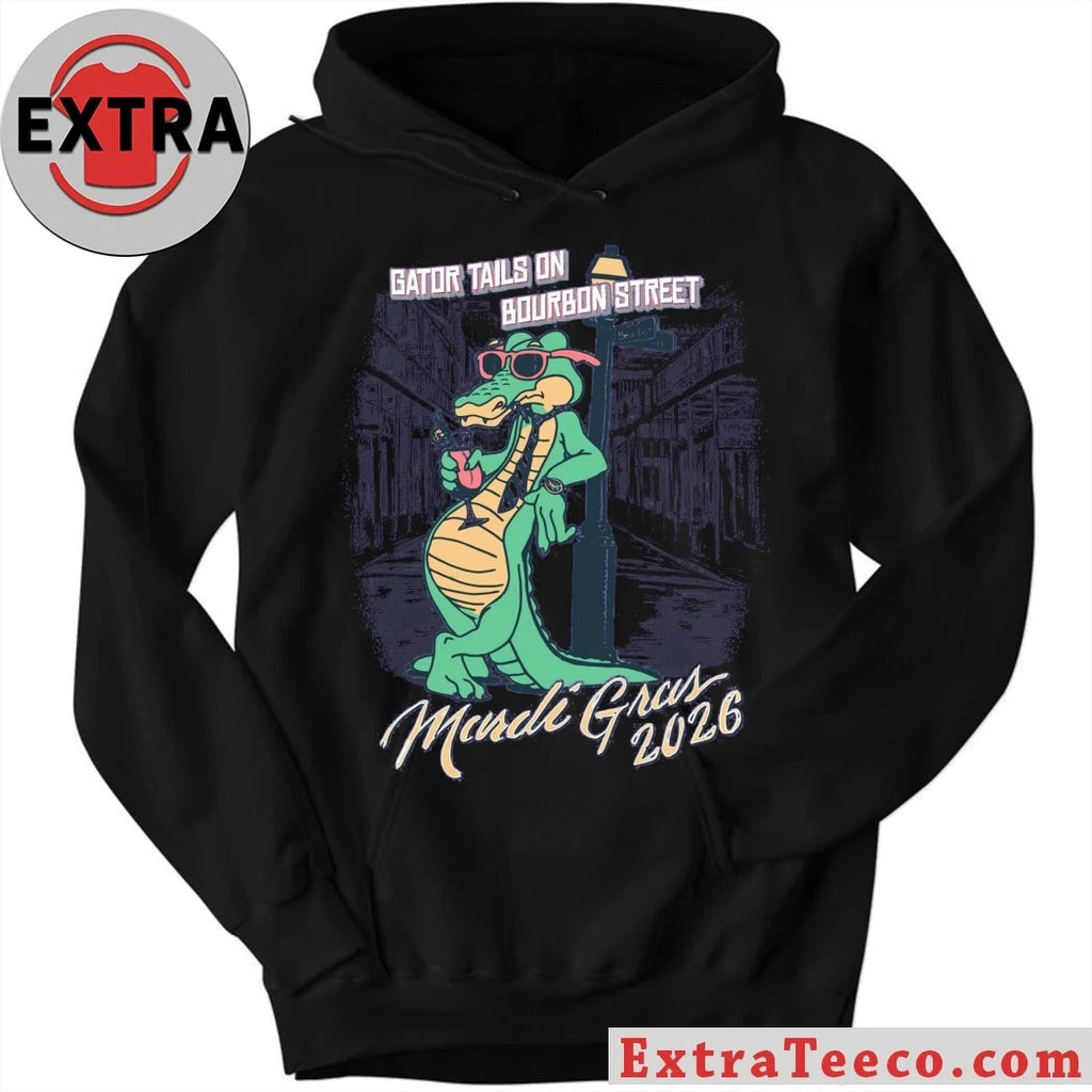Official Gator Tails on Bourbon Street Mardi Gras 2026 Gator Tails Shirt