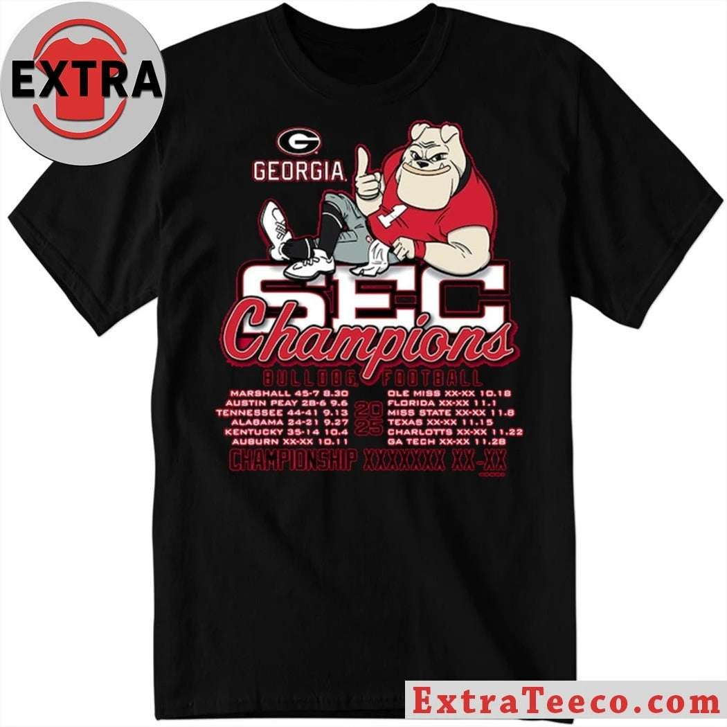 Official Georgia Bulldogs 2025 SEC Football Champions Recap Shirt