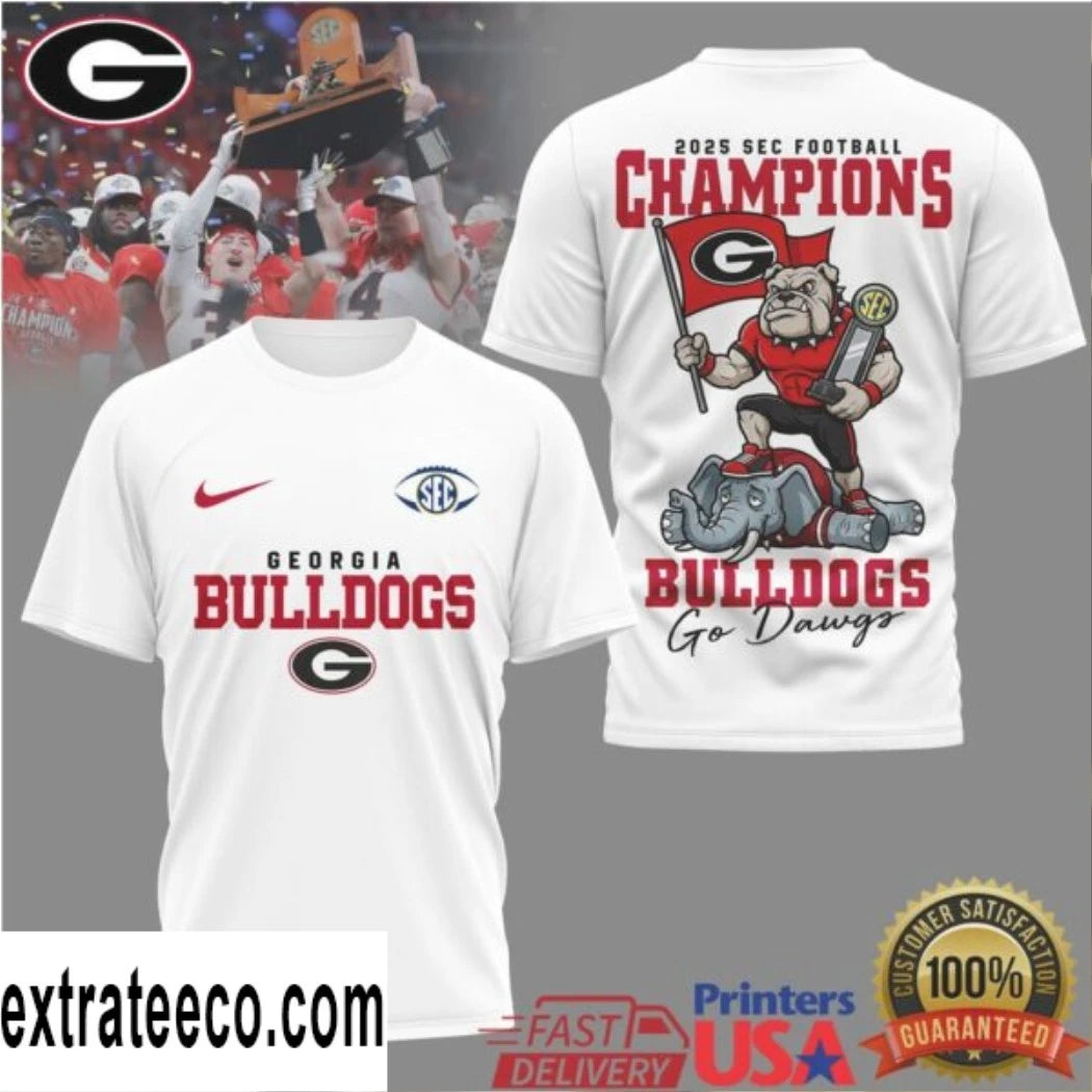 Official Georgia Bulldogs 2025 SEC Football Champs Go Dawgs Logo Shirt
