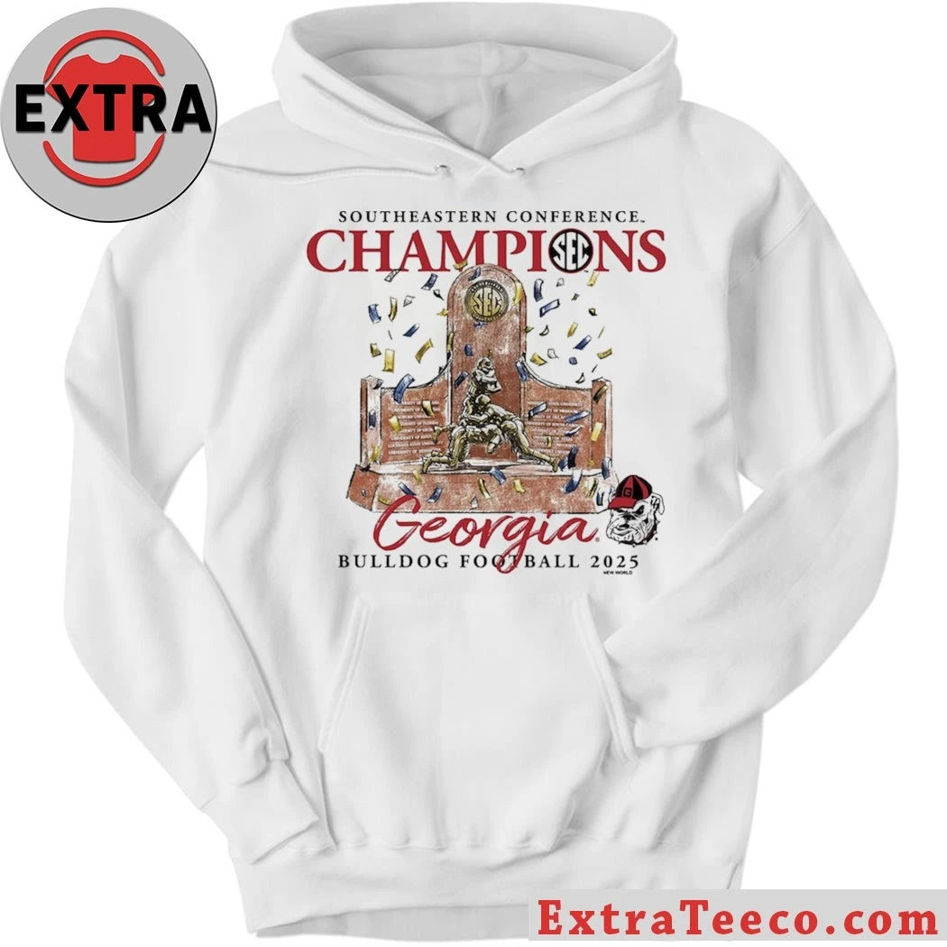 Official Georgia Bulldogs 2025 Southeastern Conference Football Champions Trophy 28-7 December 7, 2025 Logo Shirt