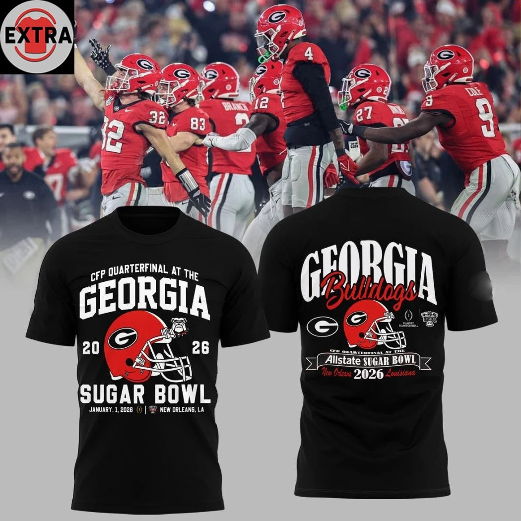 Official Georgia Bulldogs Celebrate 2026 Sugar Bowl Champions Logo Hoodie T-Shirt