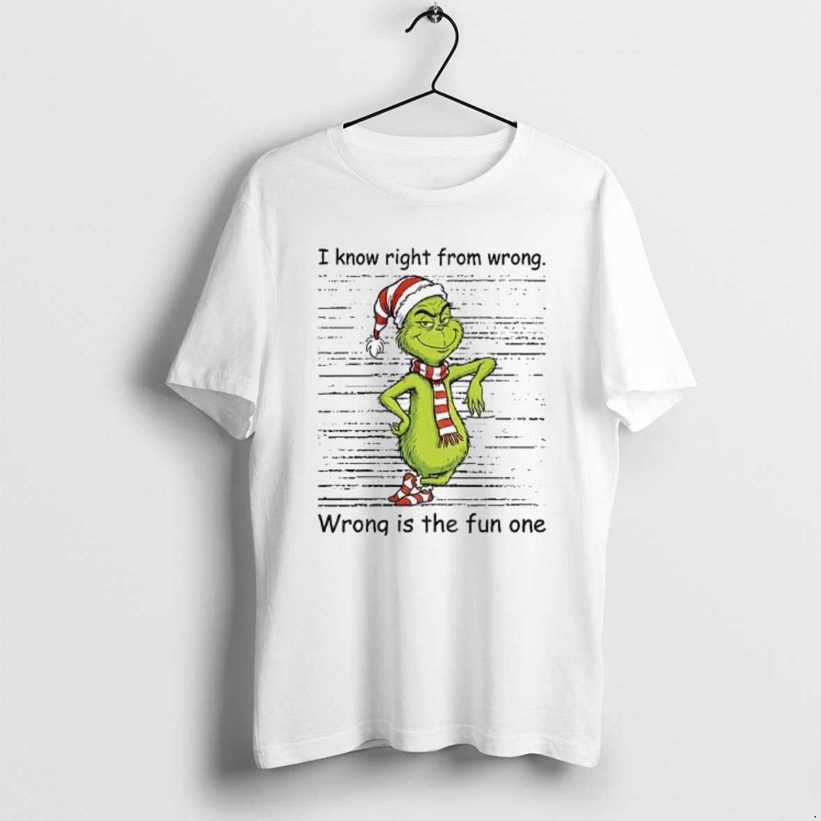 Official Grinch Santa I Know Right From Wrong Wrong Is The Fun One Christmas T-Shirts, Hoodie, Sweatshirt | PodTeesHub.com
