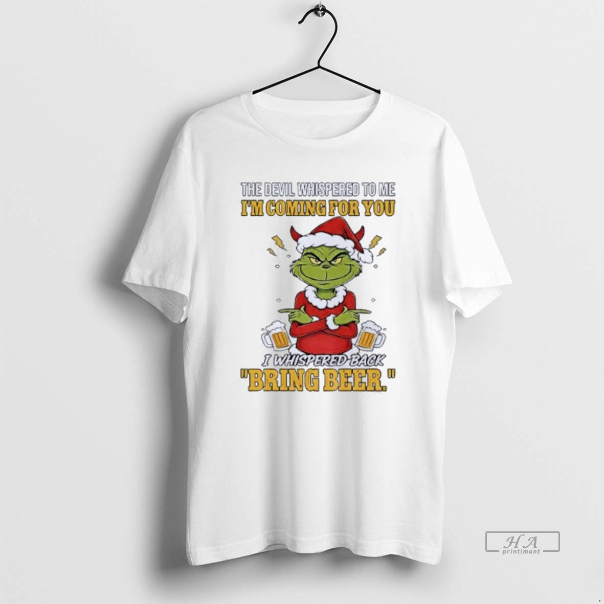 Official Grinch Santa The Devil Whispered To Me Im Coming For You Merry Christmas T-Shirts, Hoodie, Sweatshirt