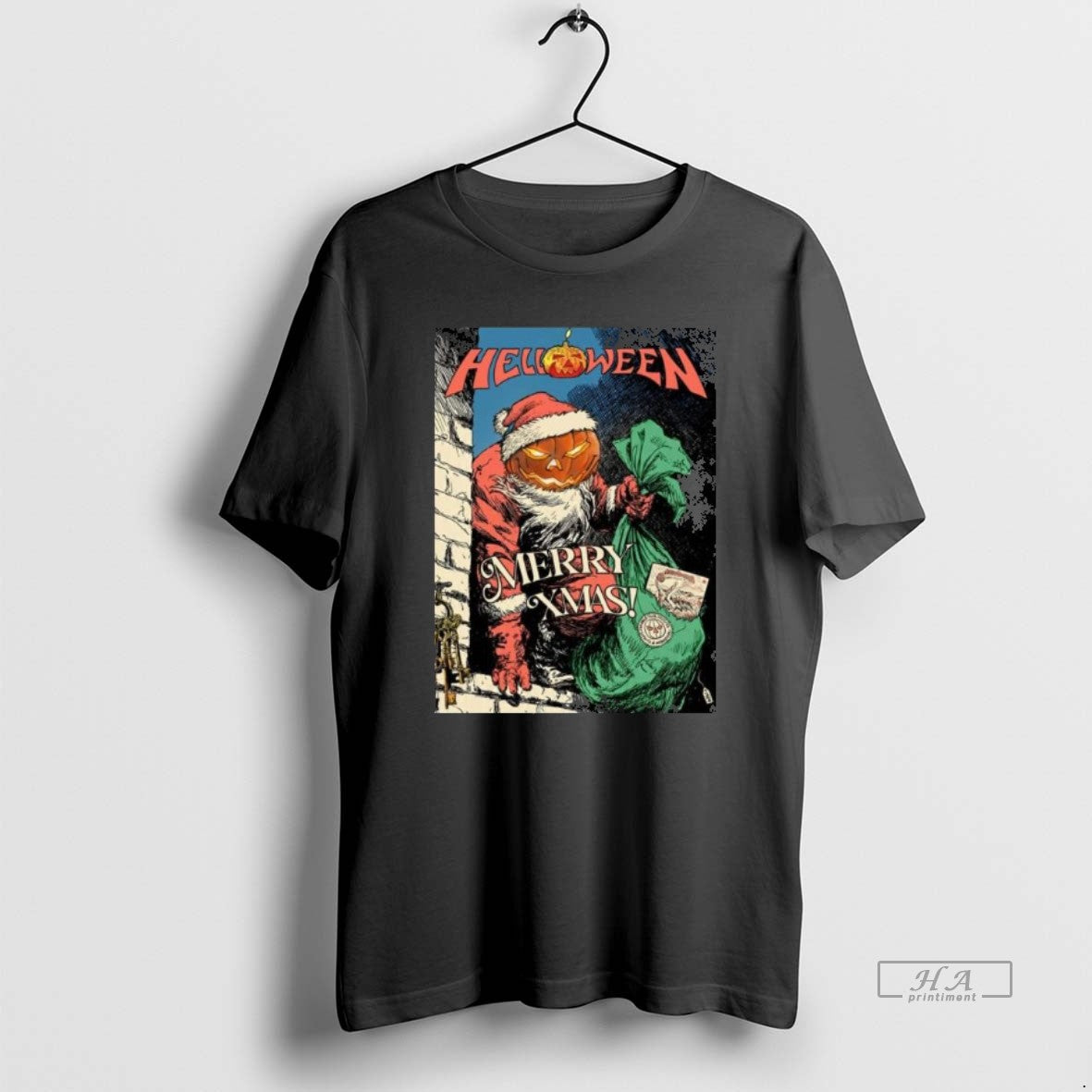 Official Helloween Merry Xmas Pumpkin Powered Santa T-Shirts, Hoodie, Sweatshirt | PodTeesHub.com